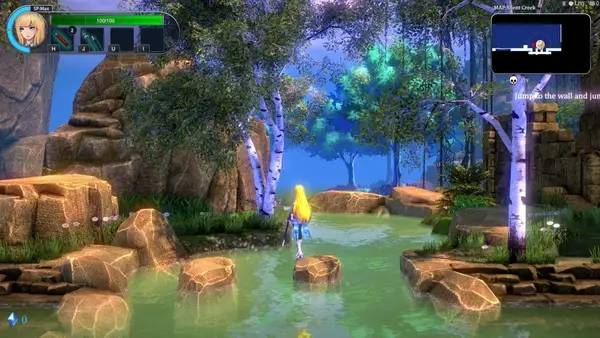 Кадр с взаимодействием персонажа и объекта в Tower Hunter  Erza's Trial