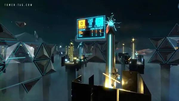 Кадр с взаимодействием персонажа и объекта в Tower Tag