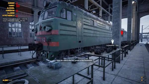 Кадр с взаимодействием персонажа и объекта в Trans-Siberian Railway Simulator