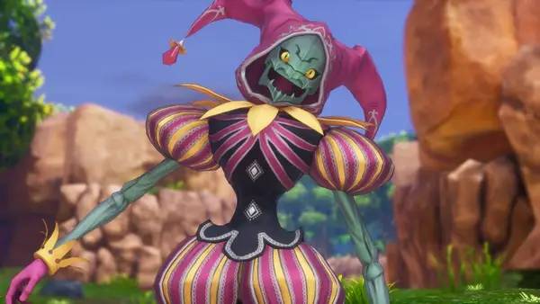 Кадр с взаимодействием персонажа и объекта в Trials of Mana