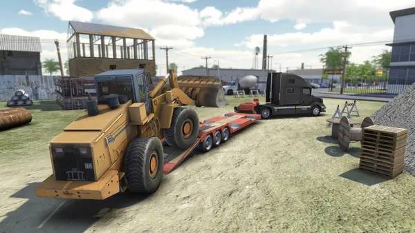 Кадр с взаимодействием персонажа и объекта в Truck and Logistics Simulator