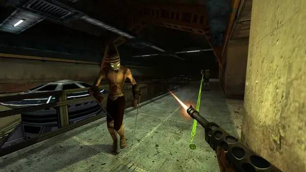 Кадр с взаимодействием персонажа и объекта в Turok 3  Shadow of Oblivion Remastered
