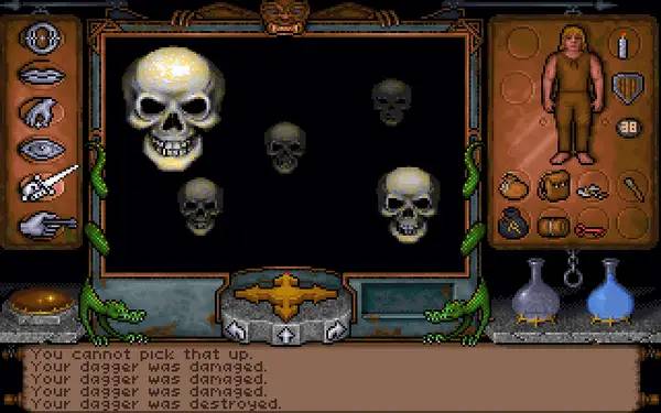 Кадр с взаимодействием персонажа и объекта в Ultima Underworld  The Stygian Abyss