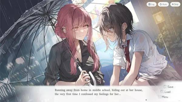 Кадр с взаимодействием персонажа и объекта в UsoNatsu ~The Summer Romance Bloomed From A Lie~