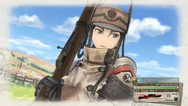 Кадр с взаимодействием персонажа и объекта в Valkyria Chronicles 4 Complete Edition