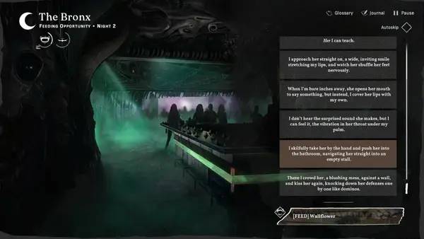 Кадр с взаимодействием персонажа и объекта в Vampire  The Masquerade - Reckoning of New York