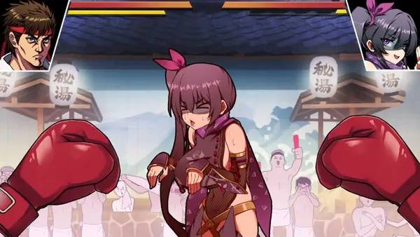 Кадр с взаимодействием персонажа и объекта в Waifu Fighter - Family Friendly