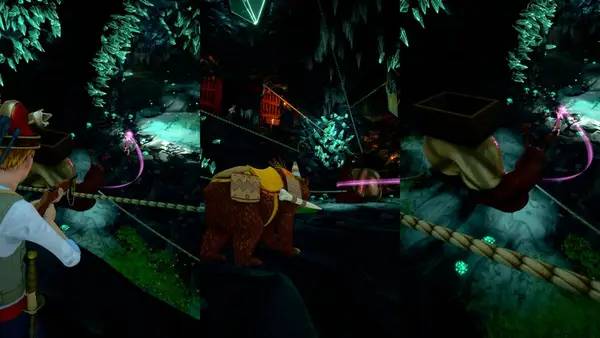 Кадр с взаимодействием персонажа и объекта в War Islands  A Co-op Adventure