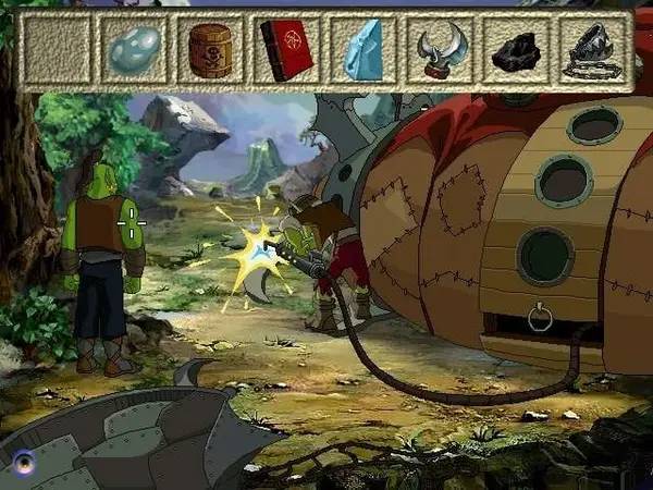 Кадр с взаимодействием персонажа и объекта в Warcraft Adventures  Lord of the Clans