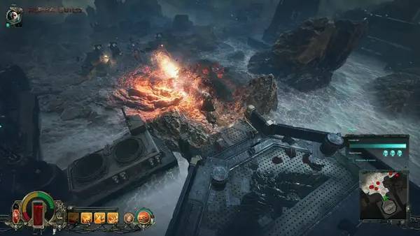 Кадр с взаимодействием персонажа и объекта в Warhammer 40,000  Inquisitor - Martyr