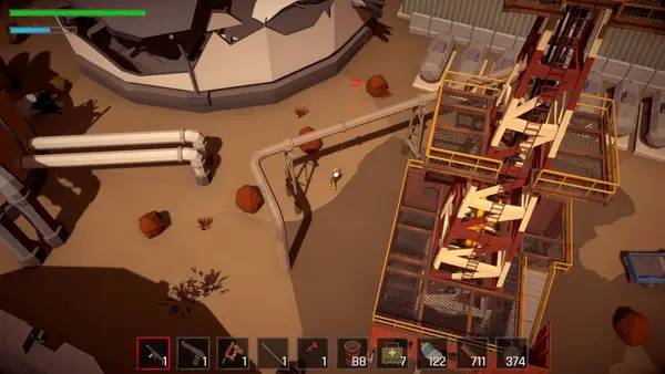 Кадр с взаимодействием персонажа и объекта в Wasted World