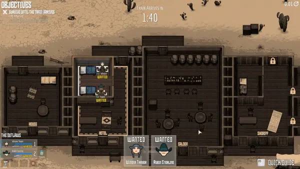 Кадр с взаимодействием персонажа и объекта в WESTSLINGERS