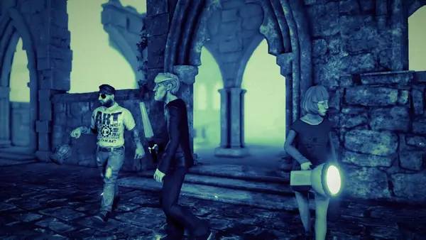 Кадр с взаимодействием персонажа и объекта в White Noise 2