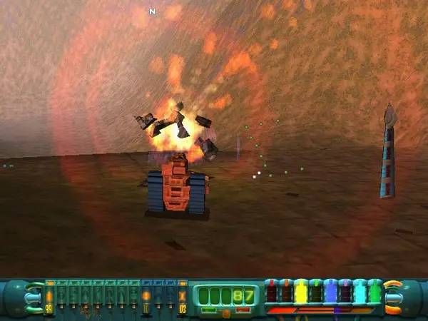 Кадр с взаимодействием персонажа и объекта в Wild Metal Country