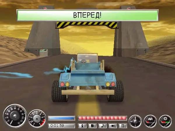 Кадр с взаимодействием персонажа и объекта в Wild Wheels (Buzzing Cars)