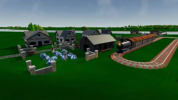 Кадр с взаимодействием персонажа и объекта в Wildwood  A Town Building Game