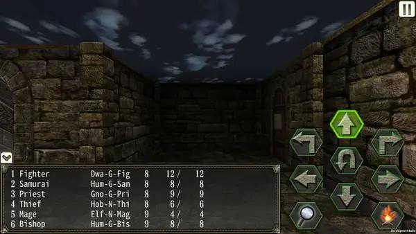 Кадр с взаимодействием персонажа и объекта в Wizardry  The Five Ordeals