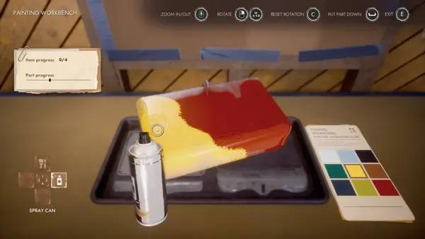 Кадр с взаимодействием персонажа и объекта в Workshop Simulator