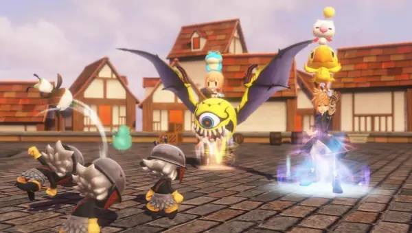 Кадр с взаимодействием персонажа и объекта в WORLD OF FINAL FANTASY