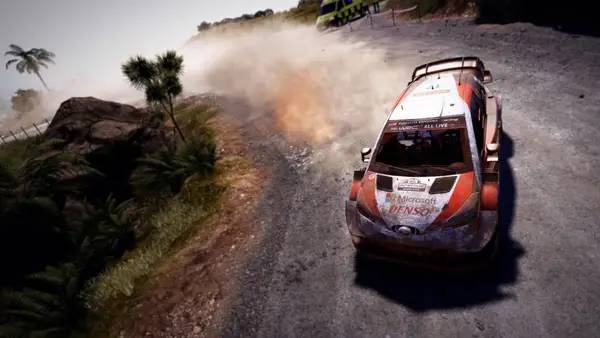Кадр с взаимодействием персонажа и объекта в WRC 9 FIA World Rally Championship
