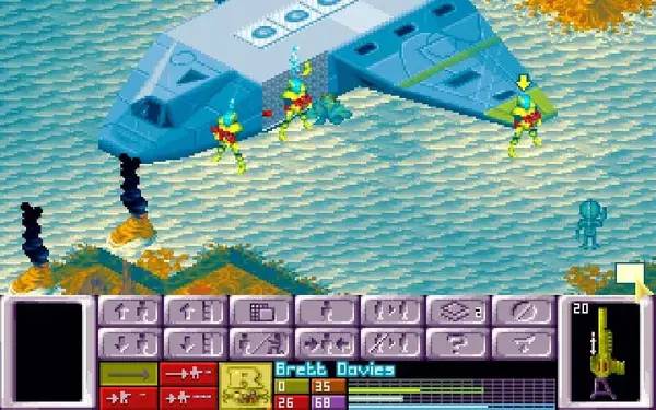 Кадр с взаимодействием персонажа и объекта в X-COM  Terror From the Deep