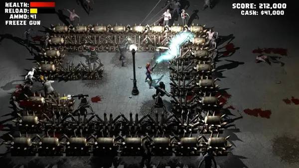 Кадр с взаимодействием персонажа и объекта в Yet Another Zombie Defense HD