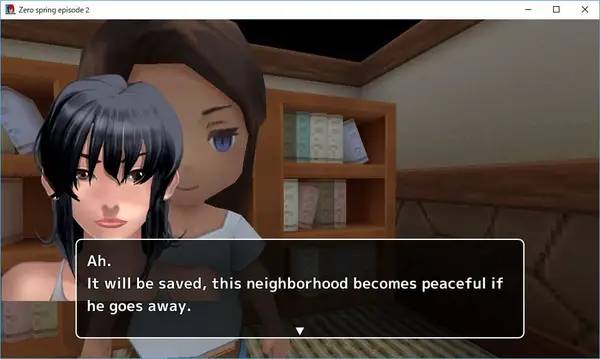 Кадр с взаимодействием персонажа и объекта в Zero spring episode 2