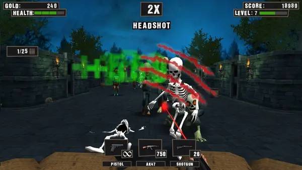 Кадр с взаимодействием персонажа и объекта в Zombie Camp