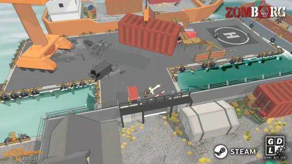 Кадр с взаимодействием персонажа и объекта в Zomborg