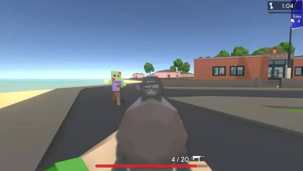 Кадр с взаимодействием персонажа и объекта в Zumbi Blocks 2 Open Alpha