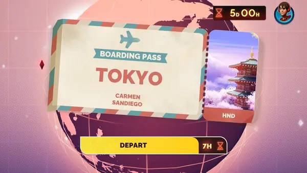 Момент активного игрового действия Carmen Sandiego