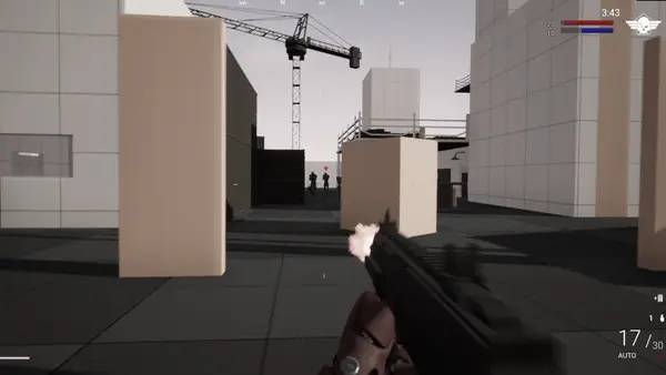 Момент активного игрового действия FPS Game Dev Test