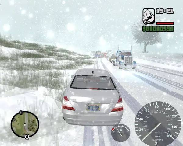 Момент активного игрового действия Grand Theft Auto San Andreas - Winter Edition