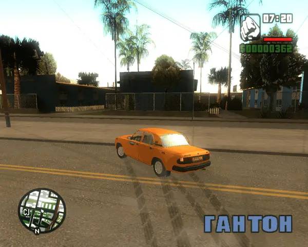 Момент активного игрового действия GTA San Andreas русские машины