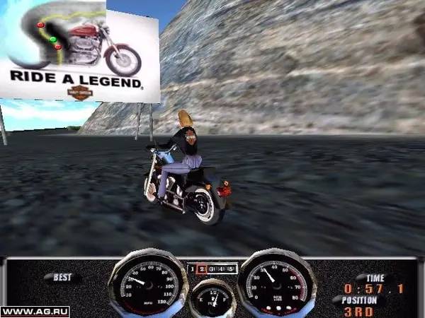 Момент активного игрового действия Harley-Davidson Race Across America