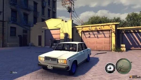 Момент активного игрового действия Мафия 2 с русскими машинами