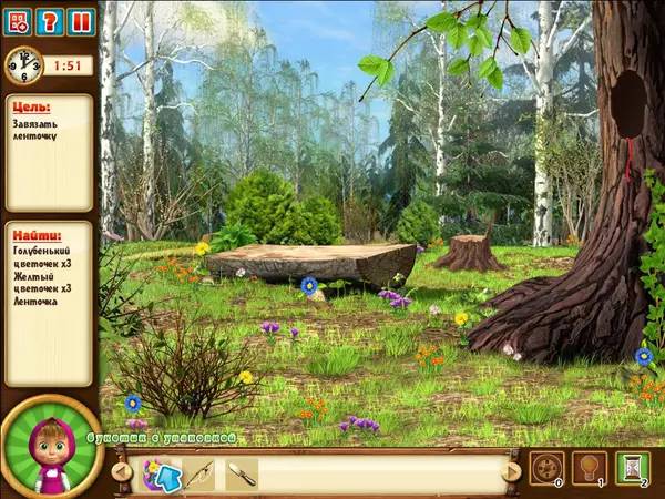 Момент активного игрового действия Маша и Медведь. Давайте дружить