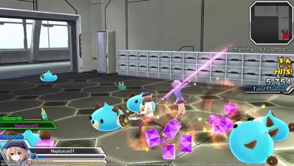 Момент активного игрового действия MegaTagmension Blanc + Neptune VS Zombies