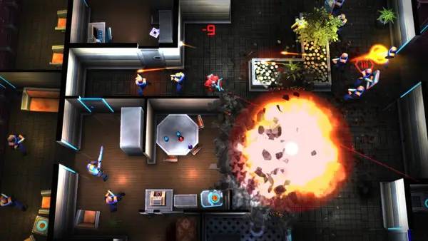 Момент активного игрового действия Neon Chrome