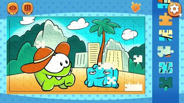 Момент активного игрового действия Om Nom  Coloring, Toons and Puzzle