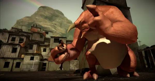 Момент активного игрового действия Papo and Yo