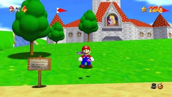 Момент активного игрового действия Super Mario 64 NX