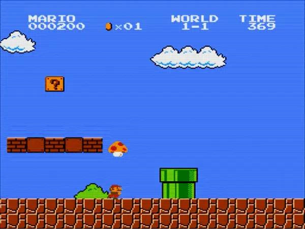 Момент активного игрового действия Super Mario Bros (classic 1985)