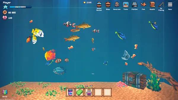 Момент активного игрового действия Tiny Aquarium Social Fishkeeping