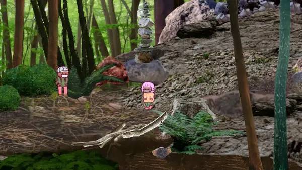 Момент активного игрового действия Tree Trunk Brook