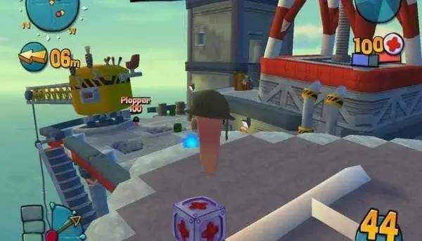 Момент активного игрового действия Worms 4 Mayhem