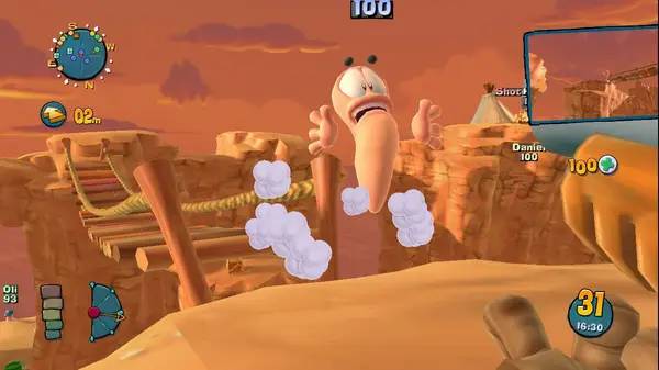 Момент активного игрового действия Worms Ultimate Mayhem