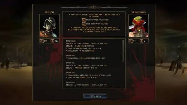 Отображение результата после выполнения миссии в Age of Gladiators Reforged