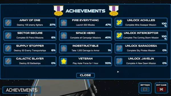 Отображение результата после выполнения миссии в Aster Force