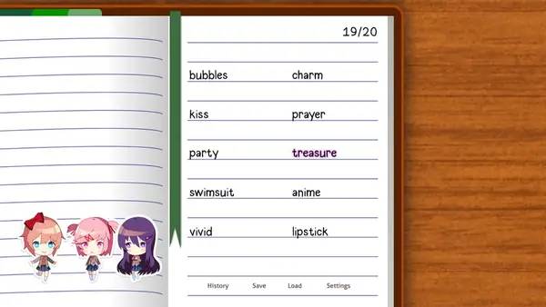 Отображение результата после выполнения миссии в Doki Doki Literature Club Plus!
